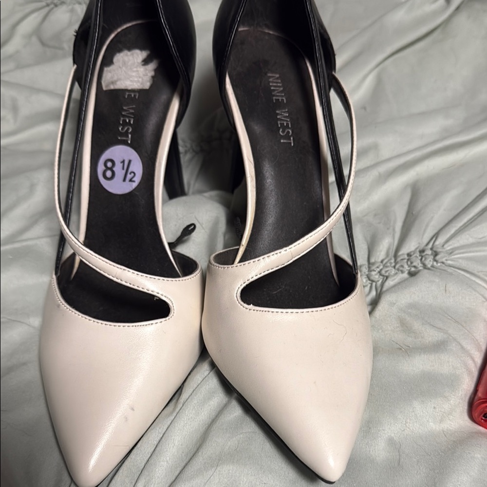 Nine West Black and Cream Stiletto Heels